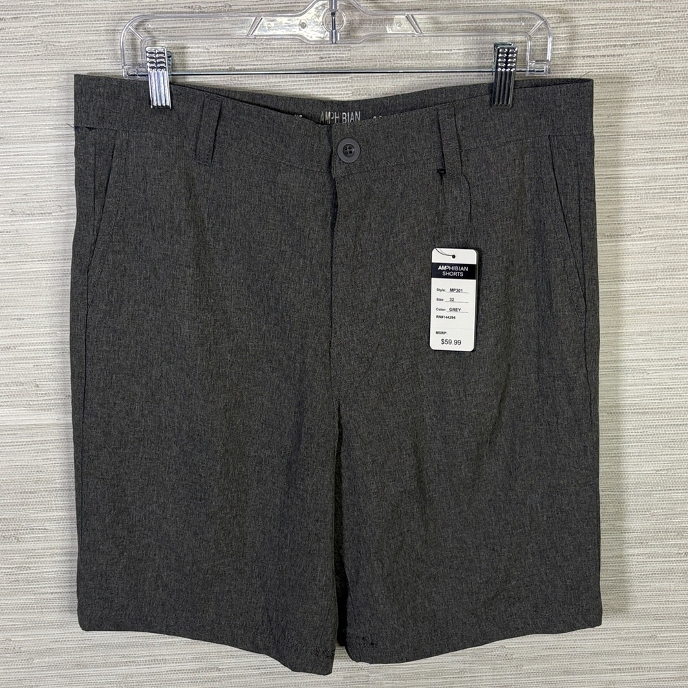 Amphibian Men's Charcoal Flat Front Casual Shorts Sz.32